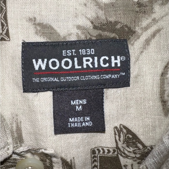 Woolrich Men's Fishing Print Button Down Shirt Size Medium - Picture 5 of 8
